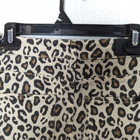 Circle of Trust Leopard Print Mini Skirt Raw Hem Stretchy Brown Tan Cheetah - Picture 14 of 14
